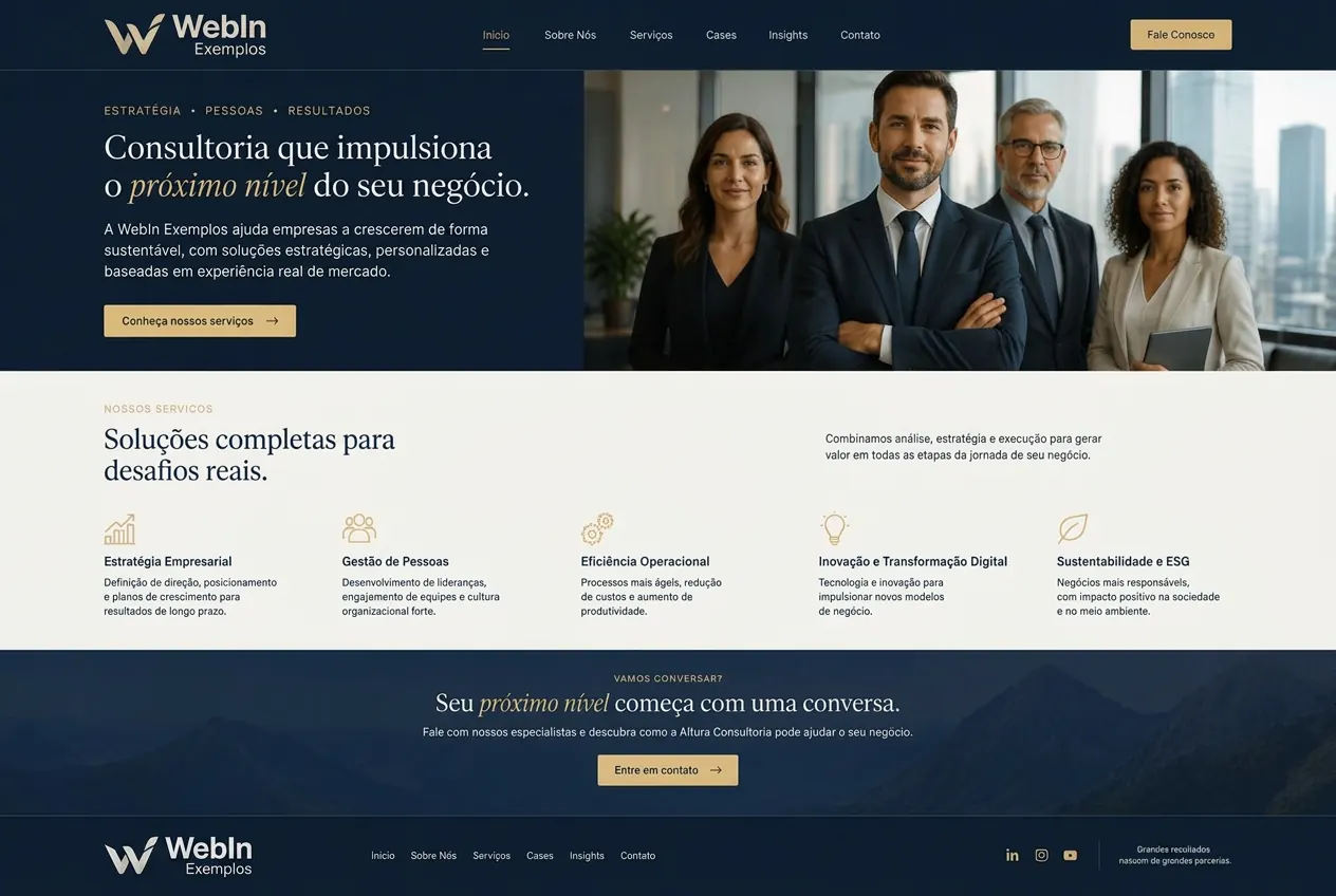 Referência visual: site institucional de consultoria