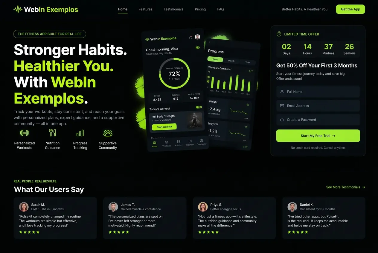 Referência visual: landing page de campanha de aplicativo