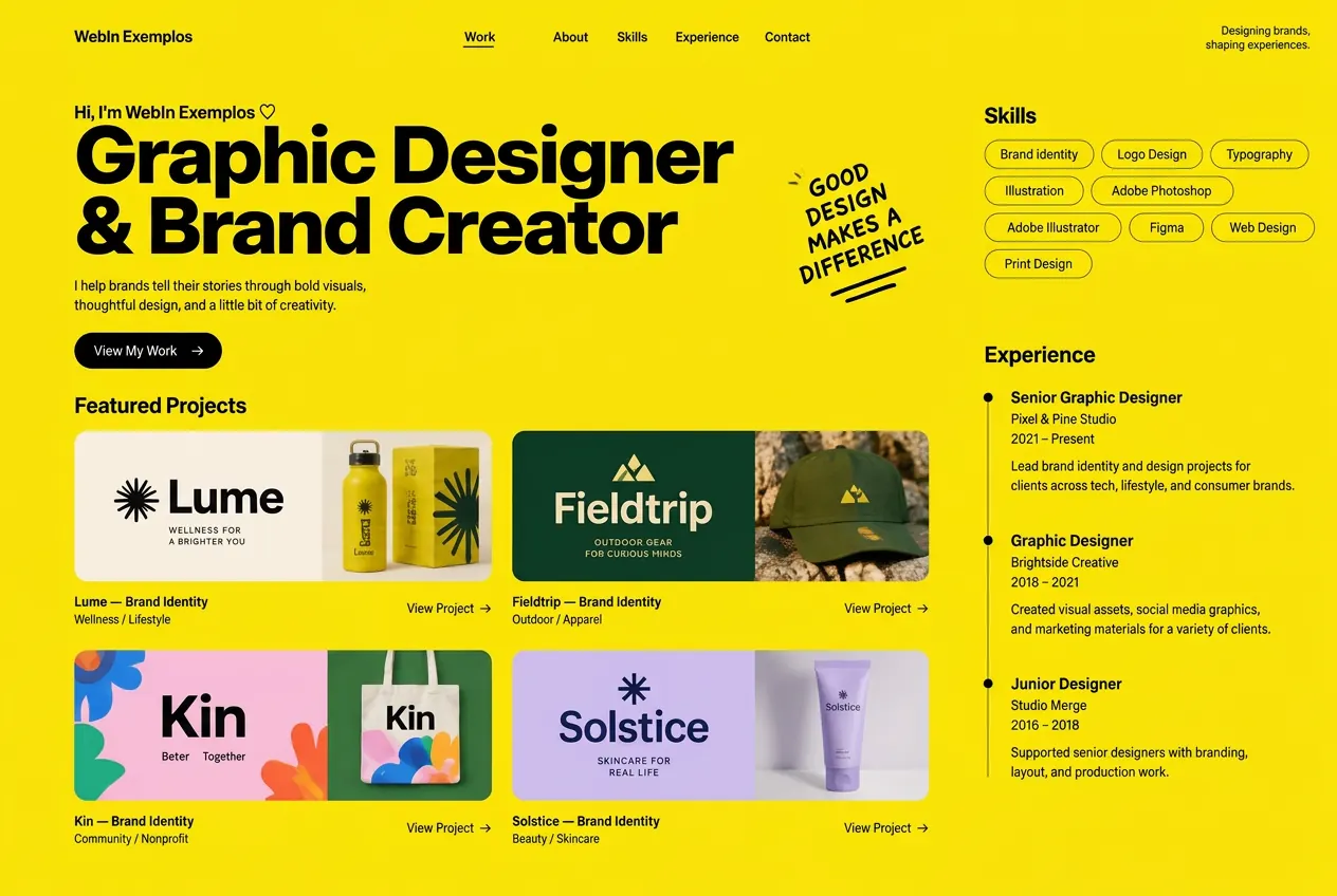 Referência visual: portfólio de design gráfico