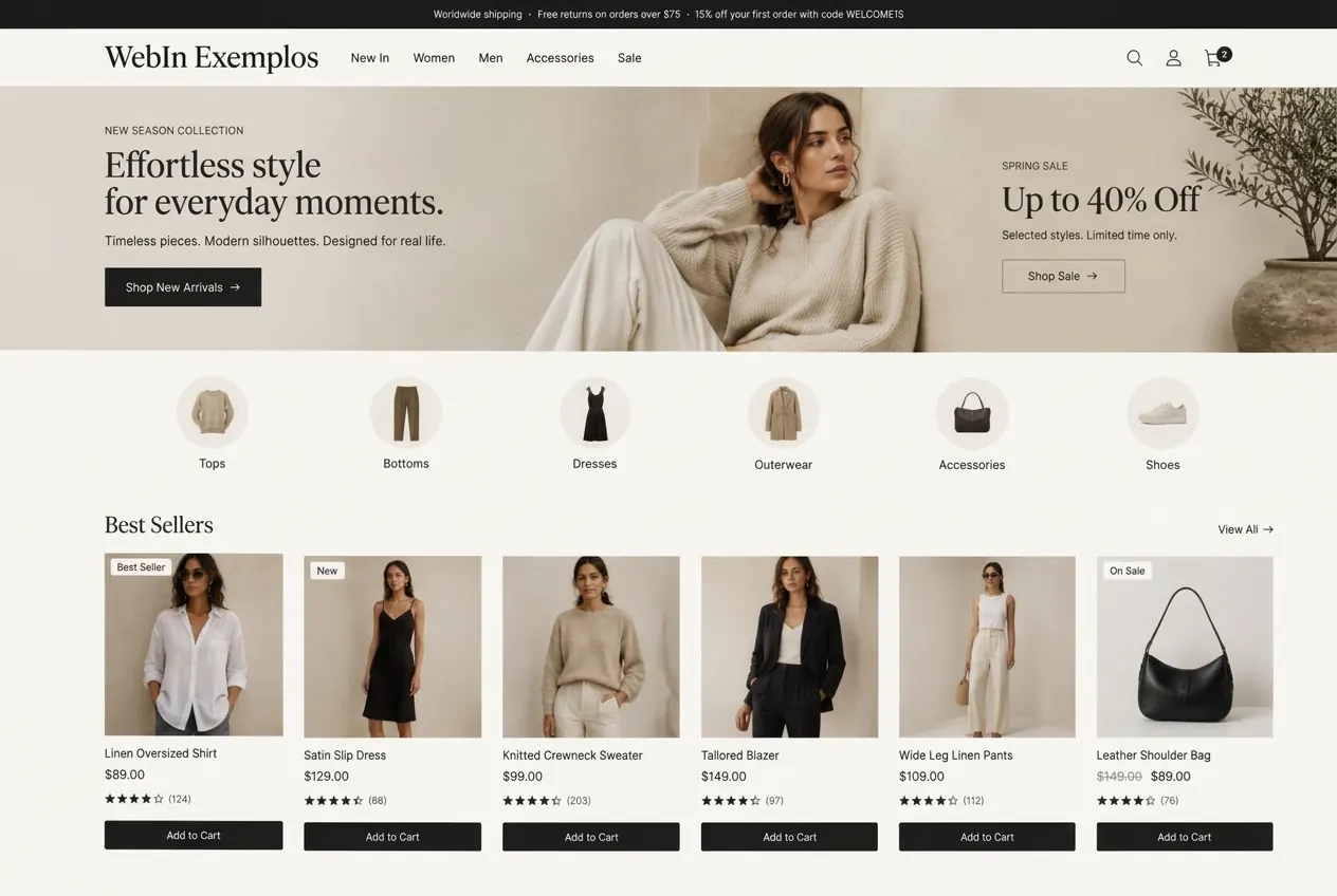 Referência visual: loja virtual de moda