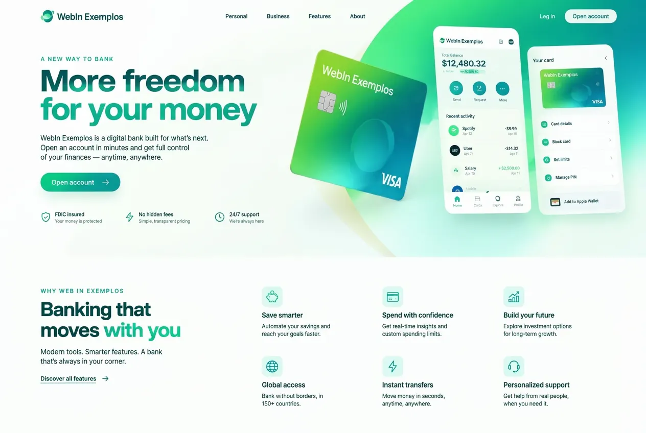 Referência visual: site de fintech